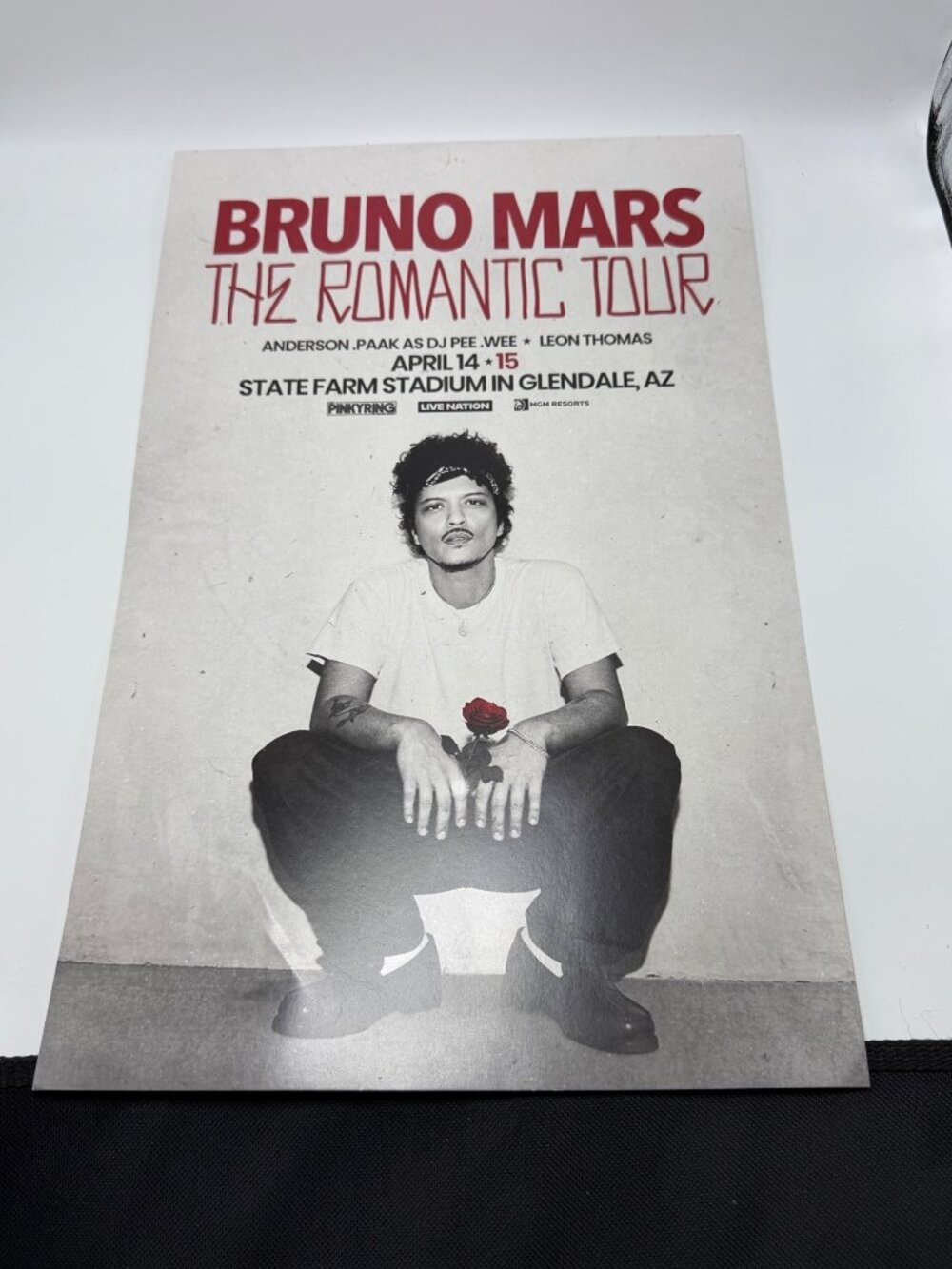 Bruno Mars The Romantic Tour Poster April 14-15 2026 Glendale AZ-BENT